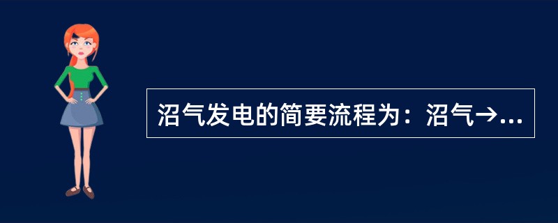 沼气发电的简要流程为：沼气→（）→（）→（）→发电机→供电。
