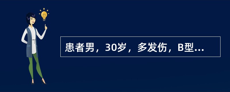 患者男，30岁，多发伤，B型超声。该患者出现了（提示中等量以上腹腔积液，需留置腹