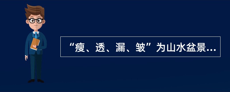 “瘦、透、漏、皱”为山水盆景选石的标准，其中“皱”是指（）。