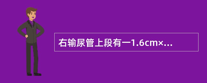 右输尿管上段有一1.6cm×1.3cm×1.2cm结石，左输尿管上段一1.2cm