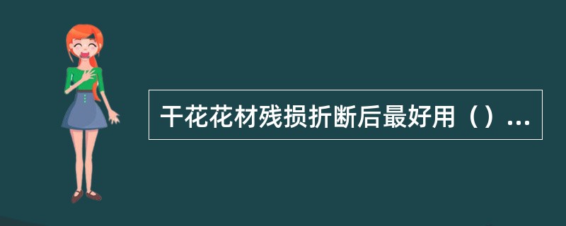 干花花材残损折断后最好用（）进行修复，既快捷又不易露痕迹。