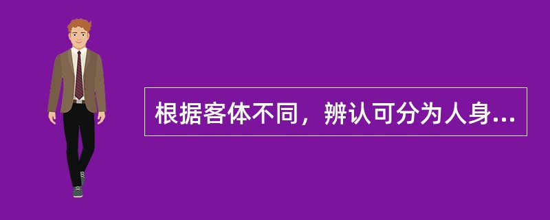 根据客体不同，辨认可分为人身辨认、物体辨认和（）