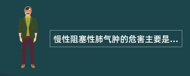 慢性阻塞性肺气肿的危害主要是可导致（）