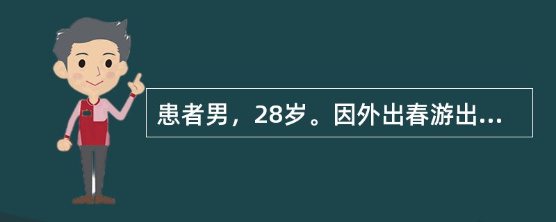 患者男，28岁。因外出春游出现咳嗽、咳白色黏痰伴喘息1天入院，体检：体温36.6