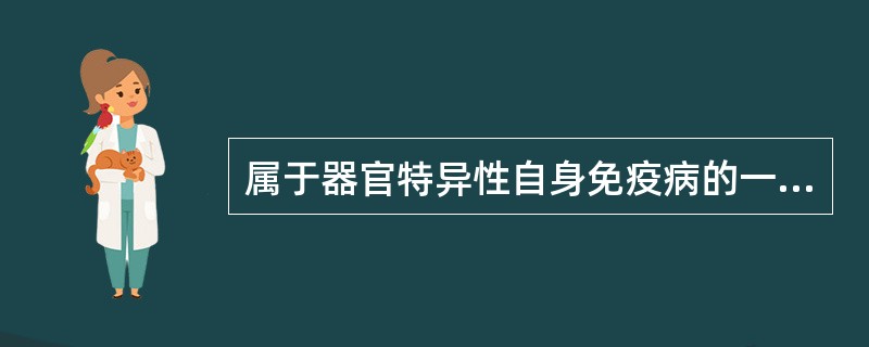 属于器官特异性自身免疫病的一种，最先出现的症状是眼肌无力，进而累及其他部位，常呈