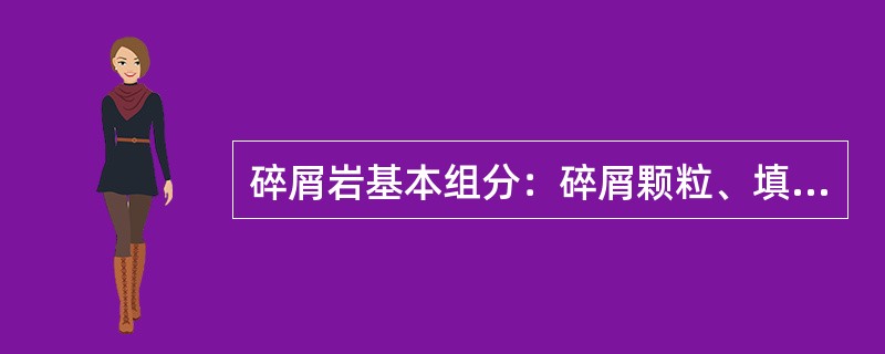 碎屑岩基本组分：碎屑颗粒、填隙物（）、孔隙。