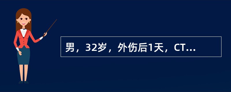 男，32岁，外伤后1天，CT检查如图，最可能的诊断是()