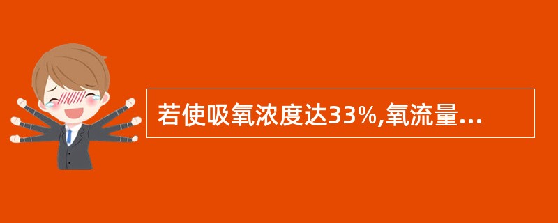 若使吸氧浓度达33%,氧流量至少应调节为 ( )A、2L£¯minB、3L£¯m