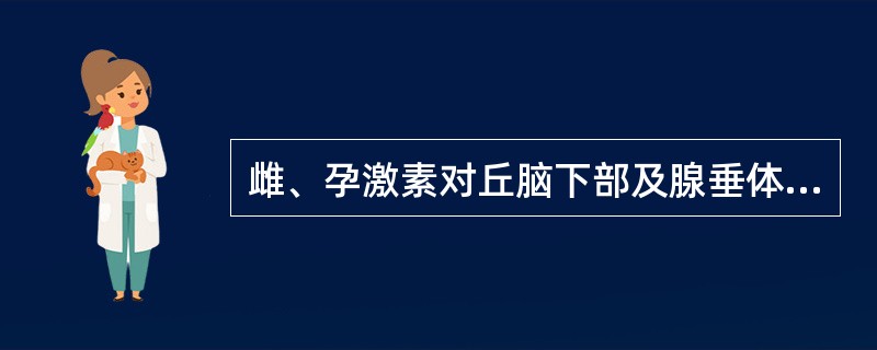 雌、孕激素对丘脑下部及腺垂体的反馈作用表现为( )A、雌激素£­负反馈孕激素£­