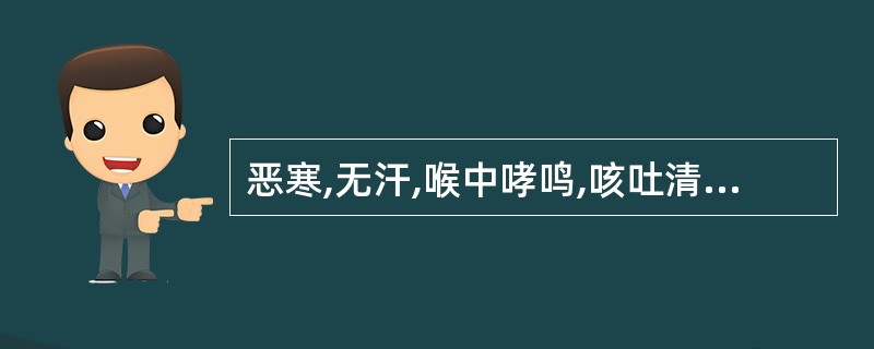 恶寒,无汗,喉中哮鸣,咳吐清稀白痰,口淡,面色淡青,二便正常,苔白滑,脉弦紧。此