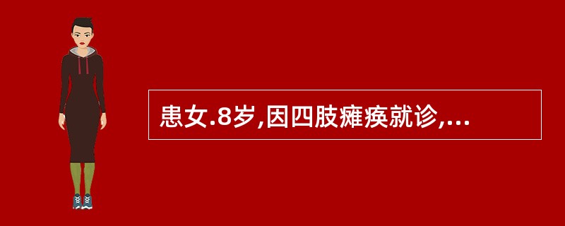 患女.8岁,因四肢瘫痪就诊,以格林,巴利综合征收入院。目前出现呼吸表浅、咳嗽无力