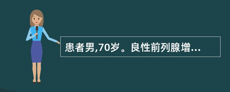 患者男,70岁。良性前列腺增生3年,近1年出现尿潴留3次,均已留置导尿管缓解,身