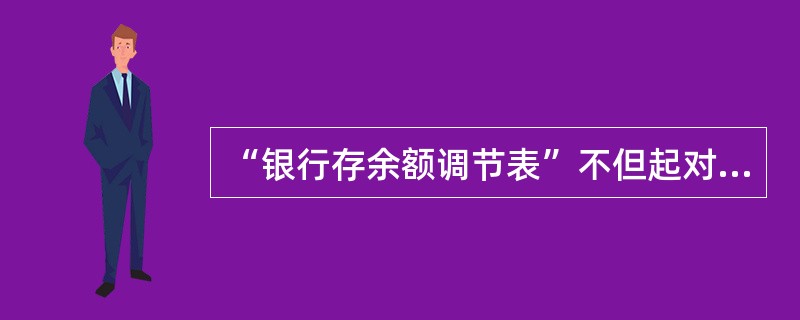 “银行存余额调节表”不但起对账的作用,而且是调节银行存款日记账账面余额的凭证。(