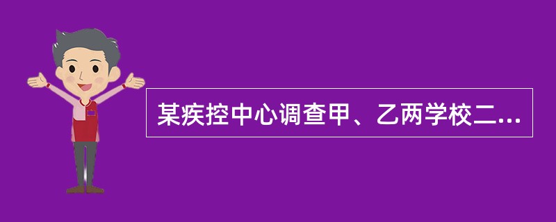 某疾控中心调查甲、乙两学校二年级学生蛔虫感染率均为33%,但甲校调查300人,乙