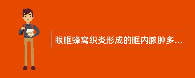 眼眶蜂窝织炎形成的眶内脓肿多位于