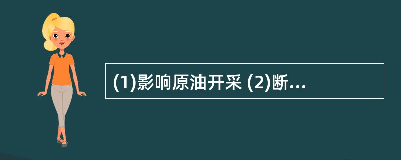 (1)影响原油开采 (2)断流时间增加 (3)入海口海水倒灌 (4)河水浪费严重