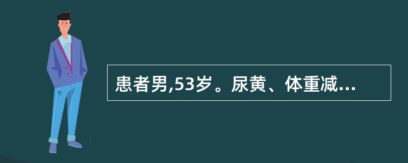 患者男,53岁。尿黄、体重减轻7天入院,临床怀疑胰头肿瘤,其诊断应根据下列哪几项