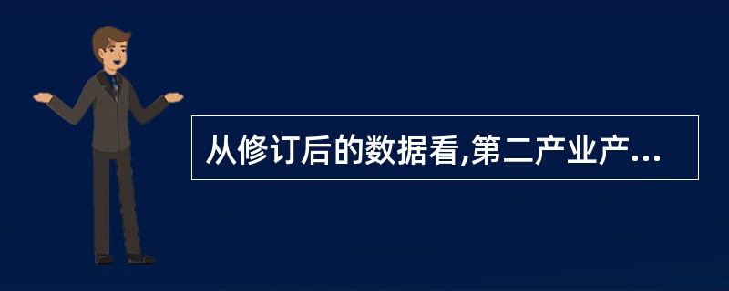 从修订后的数据看,第二产业产值占GDP比例最大的是( )年。