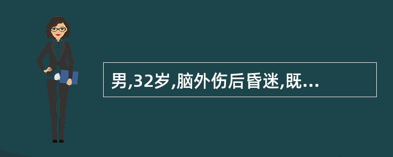 男,32岁,脑外伤后昏迷,既往体健。次日突然呕吐咖啡色液,共5次,约500ml。