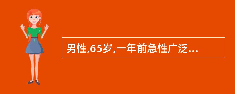 男性,65岁,一年前急性广泛前壁心肌梗死,出院后反复发作心慌、心悸、胸闷,心电图