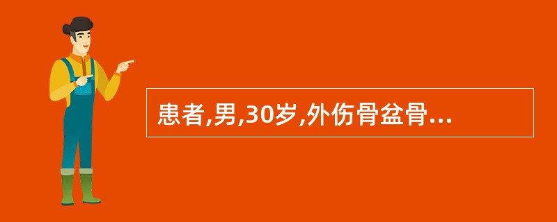 患者,男,30岁,外伤骨盆骨折,尿道口有滴血,尿潴留6小时,血压12£¯8kPa