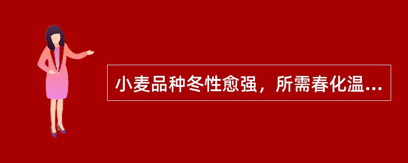 小麦品种冬性愈强，所需春化温度愈低，春化天数愈短