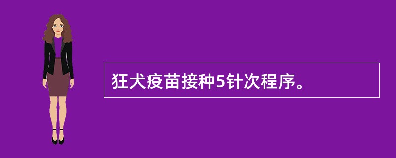 狂犬疫苗接种5针次程序。