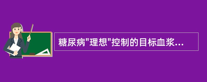 糖尿病"理想"控制的目标血浆葡萄糖值（mmol／L）为（）。