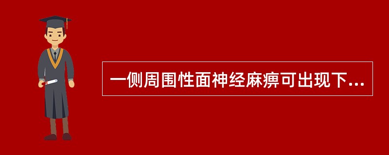 一侧周围性面神经麻痹可出现下述哪些症状()