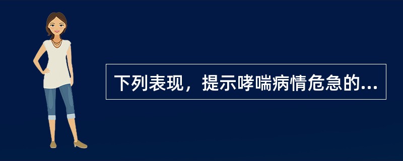 下列表现，提示哮喘病情危急的是（）