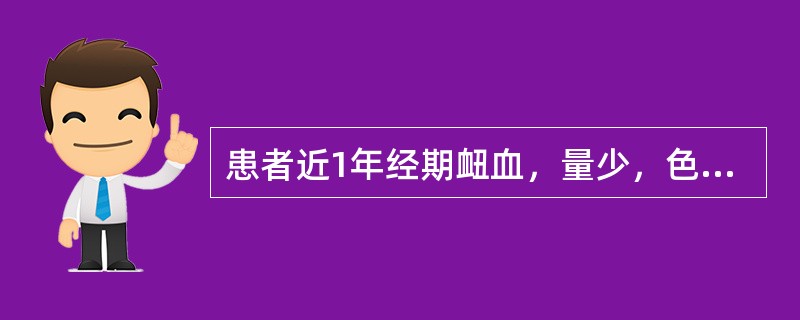 患者近1年经期衄血，量少，色黯红，月经每先期，量少，头晕耳鸣，手足心热，两颧潮红