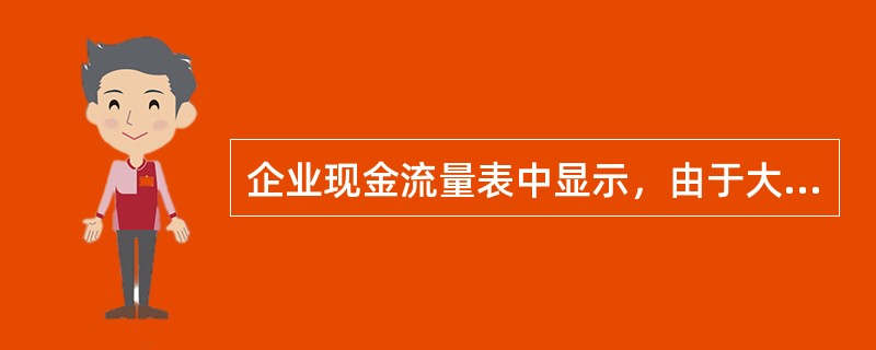 企业现金流量表中显示，由于大量偿还债务而导致“筹资活动现金流量净增加额”为负数。