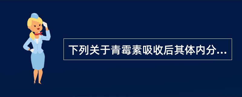 下列关于青霉素吸收后其体内分布情况描述正确的是（）