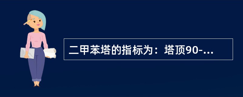 二甲苯塔的指标为：塔顶90-100℃，塔底（），塔底压力小于0.04MPa。（直