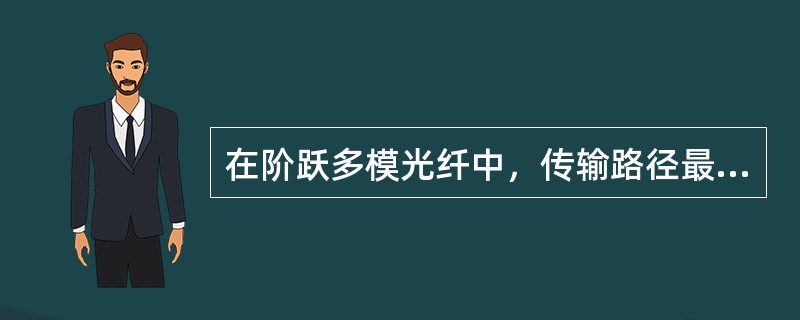 在阶跃多模光纤中，传输路径最长的模是（）。