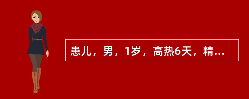 患儿，男，1岁，高热6天，精神差，频繁咳嗽，阵发性喘憋。体检：鼻翼扇动，吸气性凹