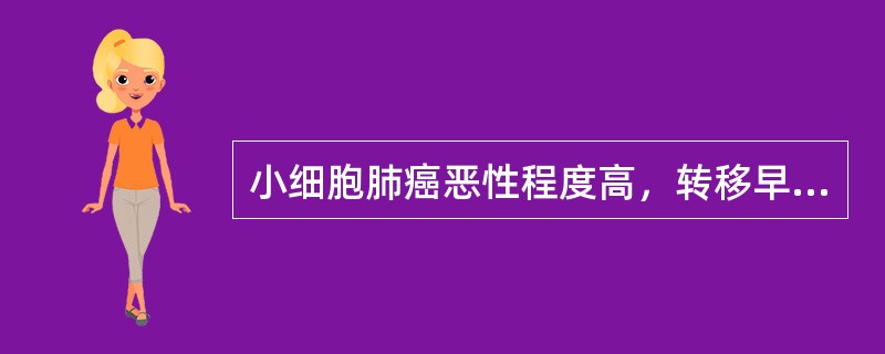 小细胞肺癌恶性程度高，转移早，手术难以根治，应以化学治疗为主综合治疗。