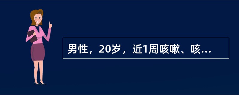 男性，20岁，近1周咳嗽、咳痰，2天来呼吸困难带喘鸣，无发热，大汗，面色苍白，肢