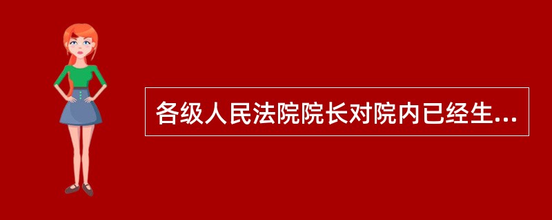 各级人民法院院长对院内已经生效的一审裁判发现确有错误，必须提交（）