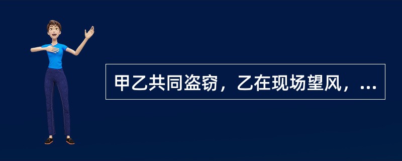 甲乙共同盗窃，乙在现场望风，甲窃取丙的现金3000元。丙发现后立即追赶甲和乙，甲