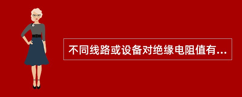 不同线路或设备对绝缘电阻值有不同的要求，架空线路每个悬式绝缘子的绝缘电阻不应低于