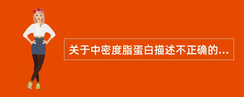 关于中密度脂蛋白描述不正确的是（）。