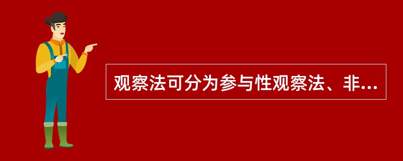 观察法可分为参与性观察法、非参与性观察法、跟踪观察法、痕迹观察法、仪器观察法和遥