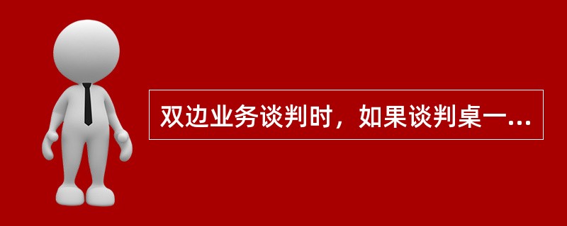 双边业务谈判时，如果谈判桌一端对着入口，则以进入正门的方向为准，来宾居（）而坐，