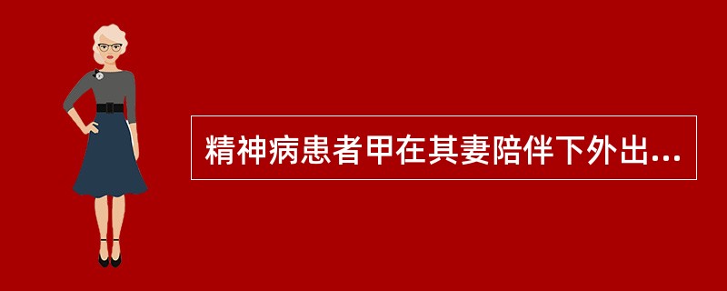 精神病患者甲在其妻陪伴下外出散步，顽童乙前来挑逗，甲受刺激追赶，甲妻见状竭力阻拦