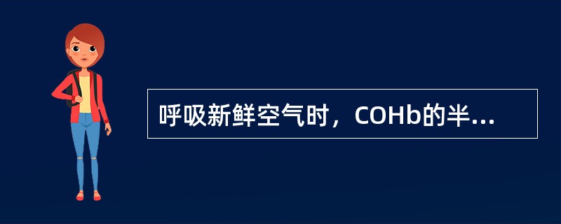 呼吸新鲜空气时，COHb的半衰期约为()