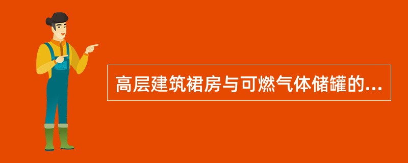 高层建筑裙房与可燃气体储罐的最小防火间距，不应小于()