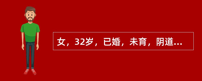 女，32岁，已婚，未育，阴道分泌物增多5个月，偶有阴道接触性流血，妇科检查：外阴