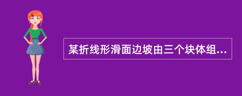 某折线形滑面边坡由三个块体组成，各滑动块体单位宽度的资料如下表所示，边坡等级为Ⅱ