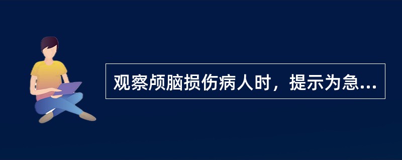 观察颅脑损伤病人时，提示为急性颅内压增高早期表现的是（）